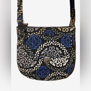 Vera Bradley Blue Black Whit Gray Paisley Cross Body Purse Bag Adjustable Strap